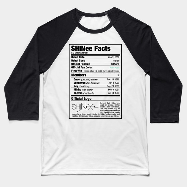 SHINee Nutritional Facts Baseball T-Shirt by skeletonvenus